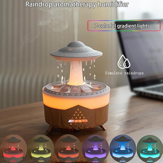 Raindrop Humidifiers for Bedroom -Essential Oil Diffuser with 7 Colors LED Lights,Air Humidifiers,Cool mist humidifier with 4 timers,Vaporizers for nursery,family,bedroom and office(No remote control) - Image 4