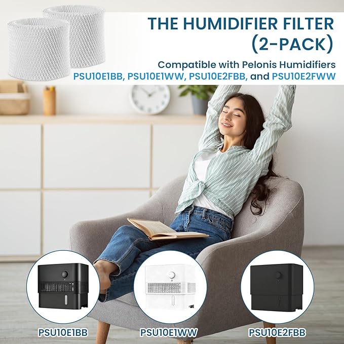 Humidifier Filter PSU10E1BB (2 Pack), Humidifier Wicking Filter Replacement Compatible with Pelonis Humidifier PSU10E1BB, PSU10E1WW, PSU10E2FBB and PSU10E2FWW - Image 3