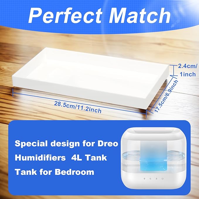 Acrylic Humidifiers Tray for Dreo Humidifier HM311 4L Tank, Leak-Proof Tray for Smart Humidifiers HM311S 4L, Moisture-Proof Tank Floor (Not Include Humidifier) (White, 4L) - Image 2