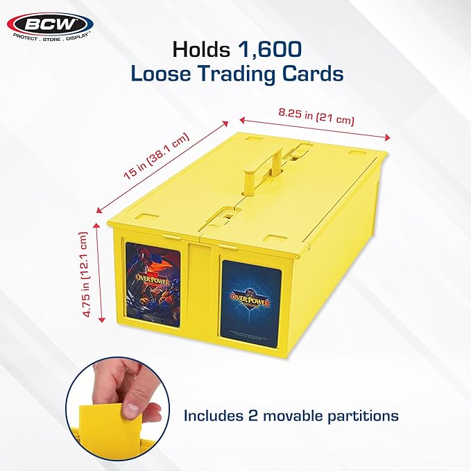 BCW Collectible Card Bin - Holds up to 1600 Cards - Yellow | Large Storage Box for Loose Trading Cards | Pokemon, MTG, and Storage Boxes - Pack of 2 - Image 3