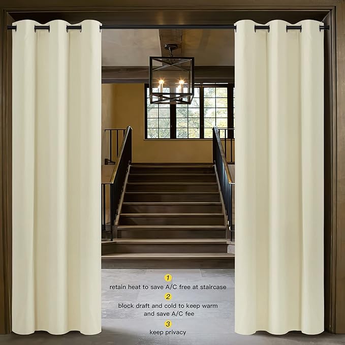 NICETOWN Beige Room Darkening Curtain and Drape Energy Efficient Warmth Solid Grommet Curtain for Office & Classroom (Beige, Sold Individually, 42 inches Wide by 84 inches Long) - Image 3