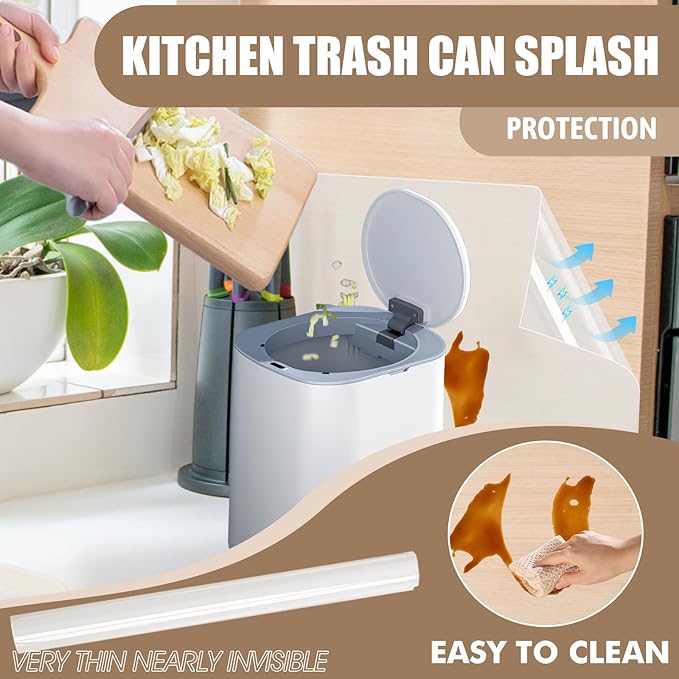 Wall Protector Clear Contact Paper Electrostatic Absorption Wall Protective Film Removable Walls Covering Oil Proof Waterproof Back Splash Protectors (A-Widen Clear Wall Cover, 17.73INx197IN) - Image 2