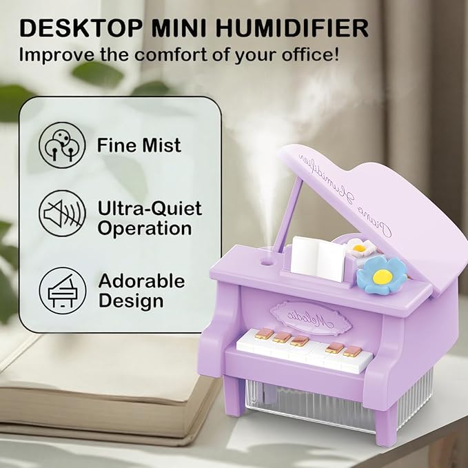 Portable Mini humidifie,350mL Cool Mist Humidifie,1200mAh Quiet for Home/Nursery/Office,Portable Mini Air Moisturizer,rechargeable mini humidifier (Purple) - Image 5