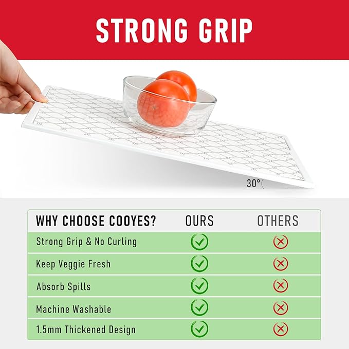 Cooyes Non Slip Refrigerator Liners, 2 in 1 Absorbent Fridge Liners and Fresh Mats Machine Washable, Refrigerator Shelf Mats for Glass Shelves Kitchen Cabinet Drawer - Image 3