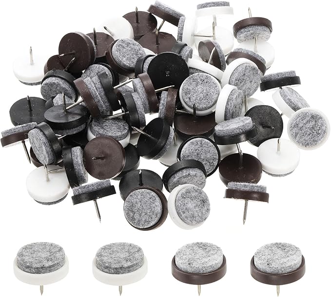 PATIKIL 28 mm Nail-on Felt Pads, 72 Pcs Round Felt Furniture Sliders Pads Heavy Duty Floor Protectors for Wooden Chair Sofa Cabinet Table Leg Feet Hardwood Floors, Black/Brown/White by PATIKIL