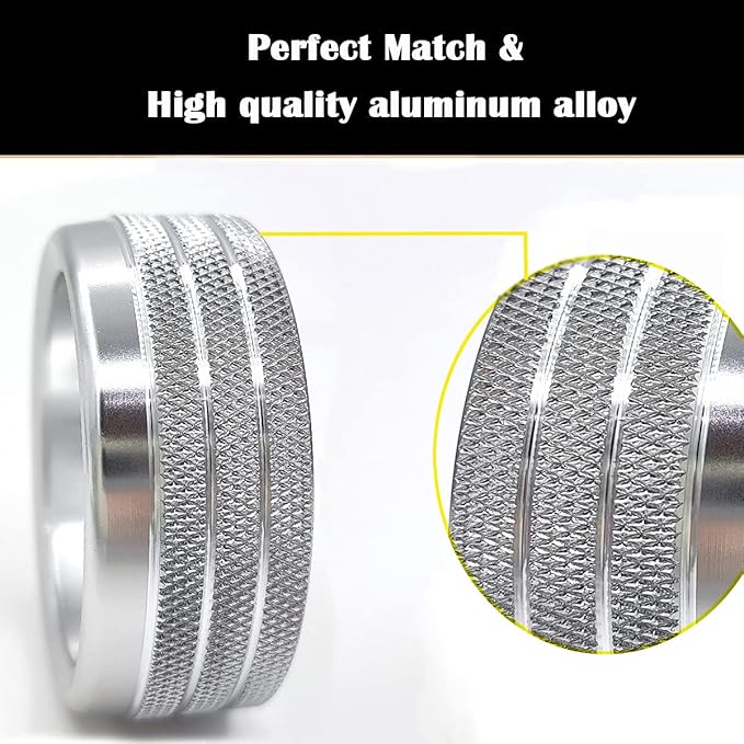 Auprite Climate Control Knob Covers for Challenger Accessories 2015-2023 2024, for Dodge Charger 2015-2023 2024, for Dodge Chrysler 300/300s 2015-2024,3Pcs Kit (Silver) - Image 4