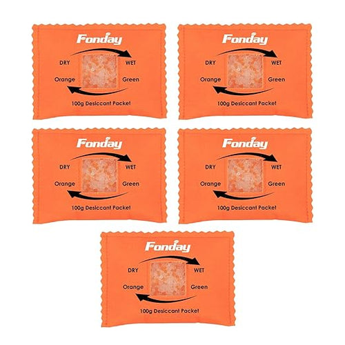 100g x 5 Packs Fonday Rechargeable Silica Gel Desiccant Packets Fast Reactivate Desiccant Bags Moisture Absorbers for Storage Bins, Suitcase, Safe, 3D Filaments, Electronics by Fonday