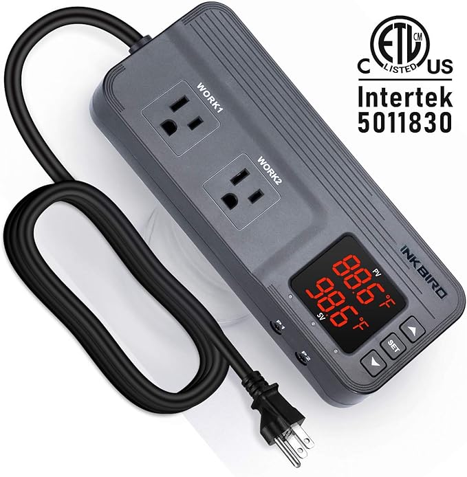 Inkbird Temperature and Humidity Controller ITC-608T Pre-Wired Dual Stage Thermostat 120VAC 15A 1800W ETL Listed Mushroom Greenhouse Homebrew - Image 7