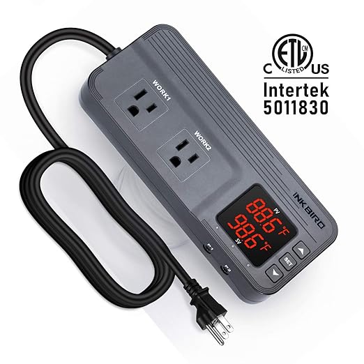 Inkbird ITC-608T Temperature Controller with Dual Temperature Sensor AC Dual Stage Outlet Thermostat with 12 Period Time Stage 1800W ETL Listed - Image 2