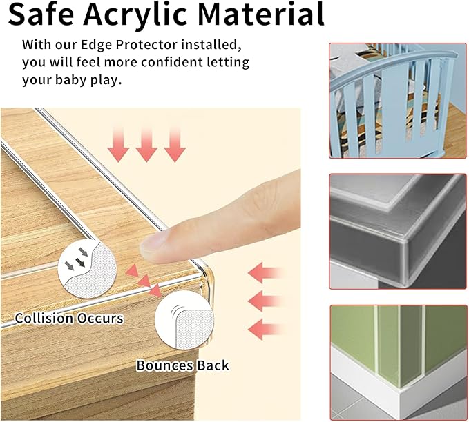 Edge Corner Protector Baby Proofing,Soft Clear Furniture Table Corner Guard & Edge Safety Cabinet Door Bumper,Crib Bumpers,Wall Protector(4Ft x 0.8" W x 0.08" Th) - Image 3