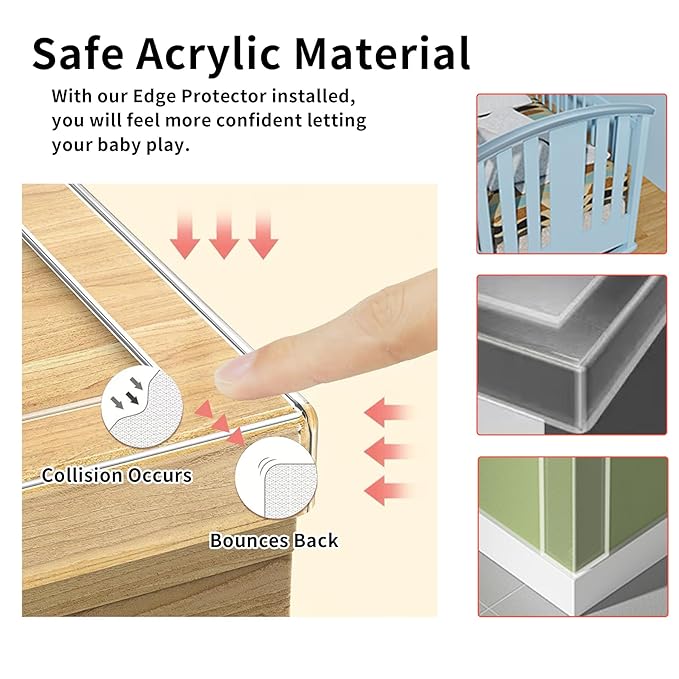 2.6in x 9.84Ft,Soft Corner Protectors for Furniture,Table Corner Protectors,Cabinet Bumpers,Wall Corner Protector,Window Clear Edge Protector Strip,Safe for Proof - Image 3