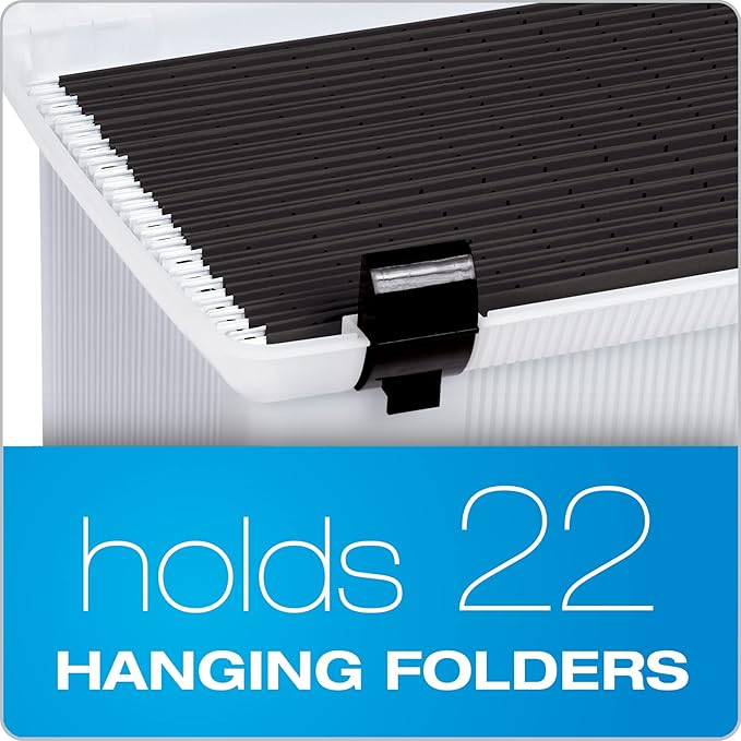 Pendaflex Portable File Box, Frosted White, Hinged Lid with Double Latch Closure(41745AMZ) - Image 4