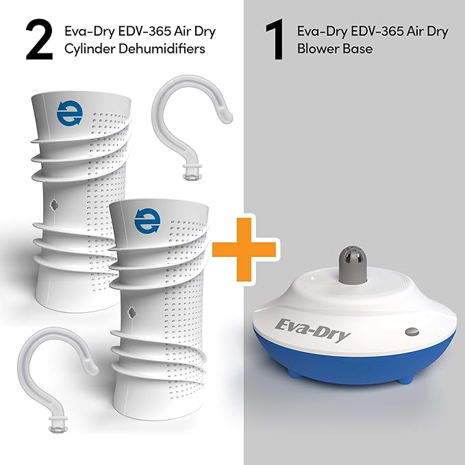 Eva-Dry EDV-365 Air-Dry System – Renewable Dehumidifier with Dual Cylinders, Rapid 2-Hour Renewal, and Color-Changing Indicator – Ideal for Closets, Safes, Boats, and Small Spaces - Image 5