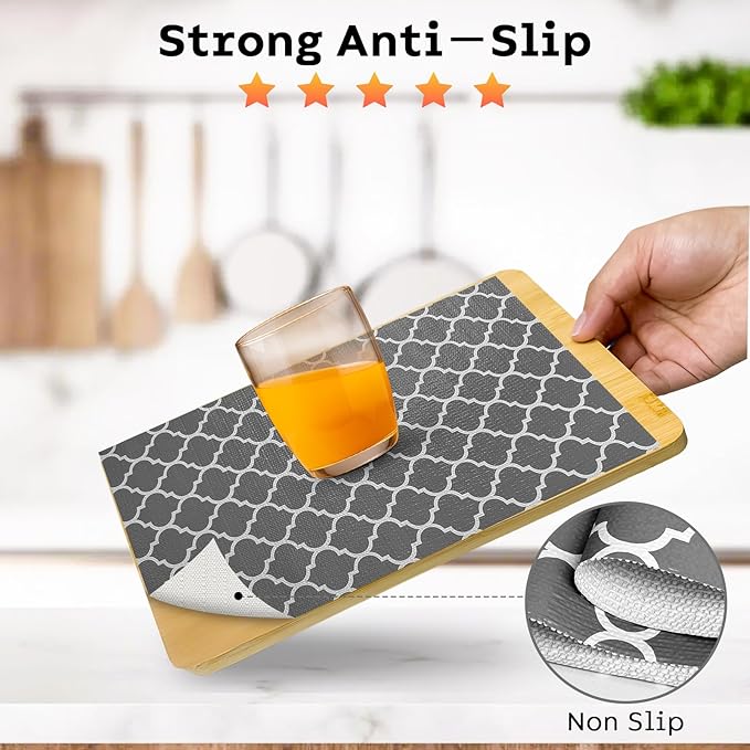 Shelf and Drawer Liner for Kitchen Cabinets Non-Adhesive, Strong Grip Non-Slip Thickened Drawer Liners for Dresser, Cupboard Liner with Knife and Tape Measure, Gray, 12 in x 10 Feet - Image 2