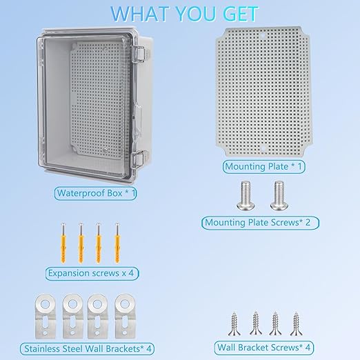 Electrical Box, Outdoor Waterproof Box IP67 Junction Box with Mounting Plate,ABS Plastic Project Box Power Cord Enclosure Clear 8.7" Dx6.7 Wx4.3 H - Image 4