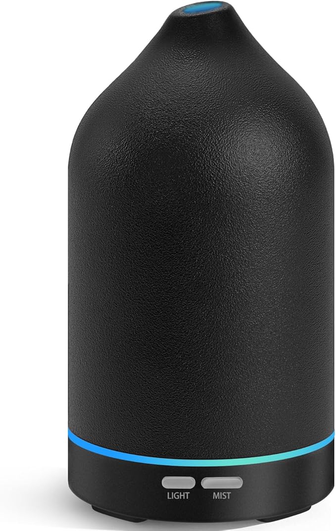 URPOWER 120ML Essential Oil Diffuser, Ultrasonic Aromatherapy Diffuser with Sleek Black Ceramic Design, 7-Color LED Lights, Auto Shut-Off, Humidifier for Home & Office, Scent Diffuser for Relaxation by URPOWER