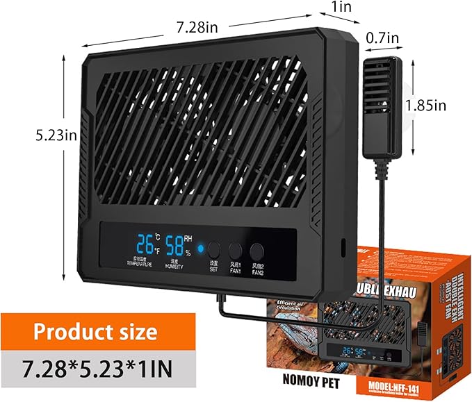Reptile Fan & Terrarium Dehumidifier – Smart Dual-Row Humidity Fan for Reptile Tank, Snake, Gecko, Bearded Dragon Enclosure - Image 4
