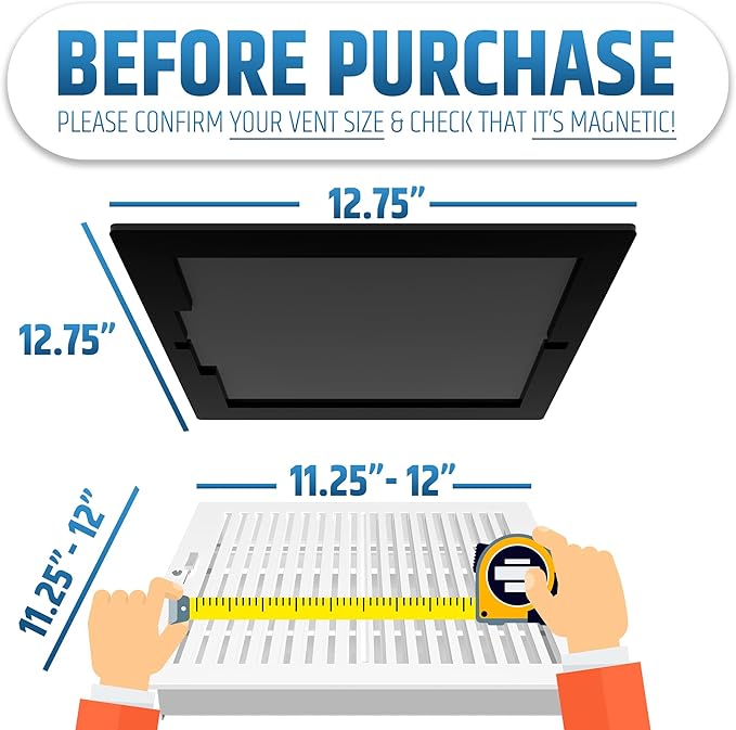 Powerful Magnetic Vent Covers (2-Pack) That Will Never Fall Off (Upgraded Design) - for Sealing Floor/Wall/Ceiling Registers of Width 11.25" to 12", Length 11.25" to 12" | Vent Not Included | White - Image 2