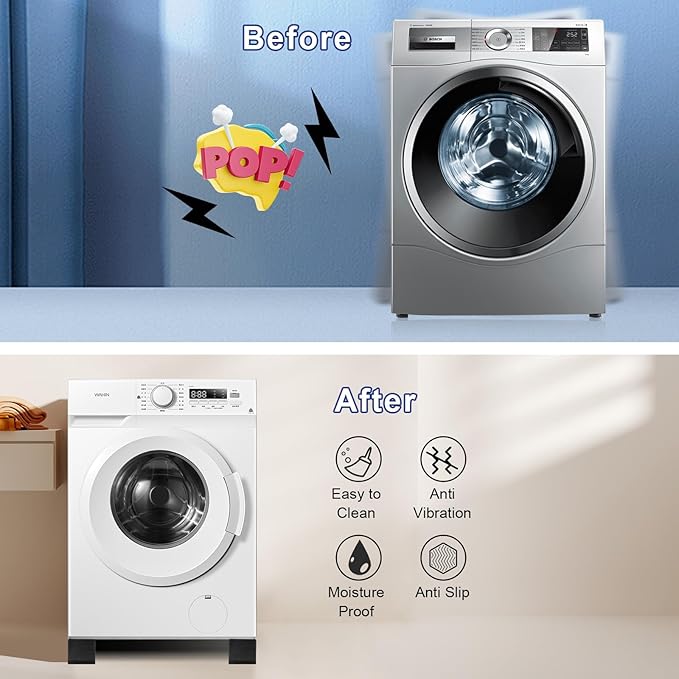4Pcs Anti Vibration Pads for Washing Machine, Stops Washer Dryer Moving, Prevents Noise, Vibration Transfer, Antivibration Stabilizer Support Feet (Increase3.14in-B) - Image 3