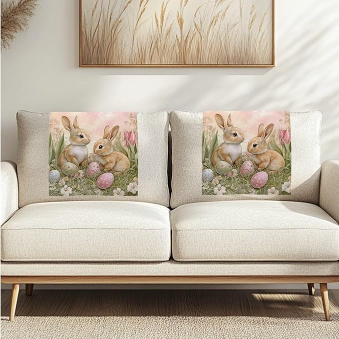 Easter Bunny Recliner Chair Protector Non-Slip Headrest Cover for Reclining Chair Stain Resistant Sofa Protective Slipcover Easy to Install Easter Decor - Image 7