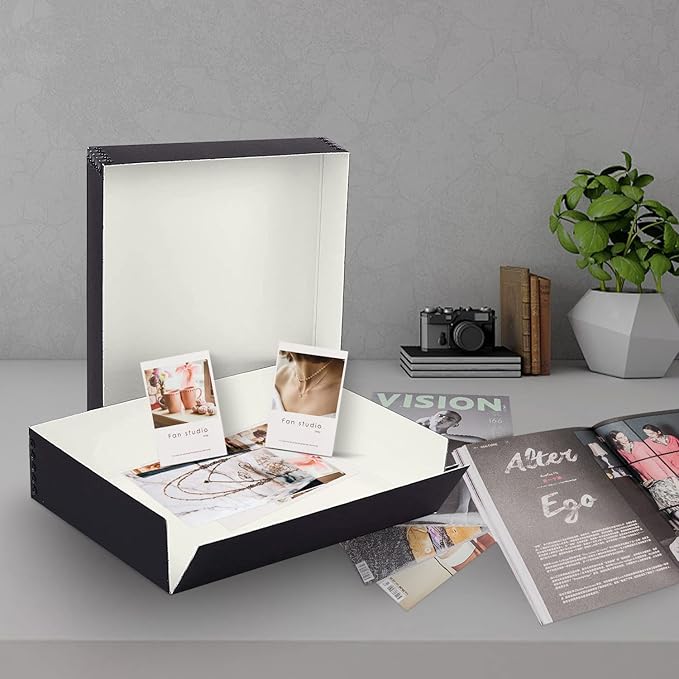 Lineco, 9x12x3 Museum Storage Box, Removable Lid and Drop Front Design. Archival Acid-Free with Metal Edge. Storing for Photos, Documents, Prints, DIY, Black - Image 6