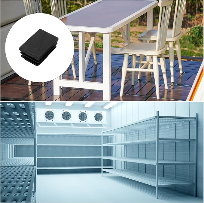 METALLIXITY Rectangle End Caps (30 x 20mm) 24Pcs, Plastic Rectangle Tube Inserts Threaded End Blanking Caps Protector - for Furniture Table Chair Legs, Black - Image 3