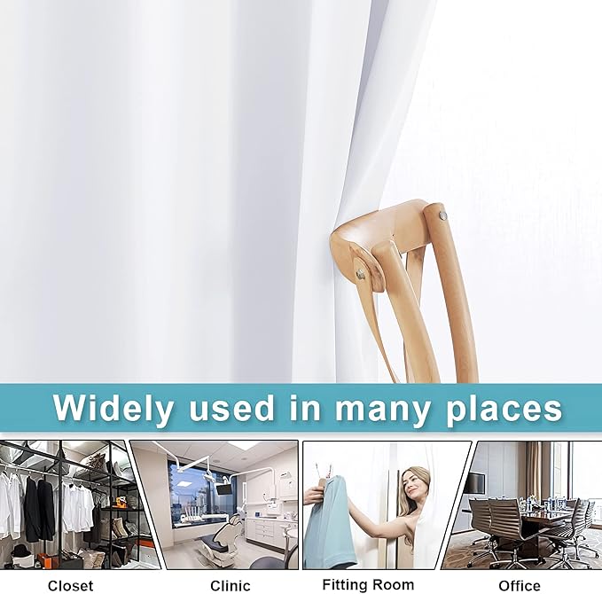 RYB HOME Room Dividers Curtain Privacy 50% Light Block Energy Efficiency Wall Partition Screens for Shared Bedroom Dining Patio Door Home Office Clinic Hospital, 1 Pc, Pure White, W 12.5ft x L 9ft - Image 5