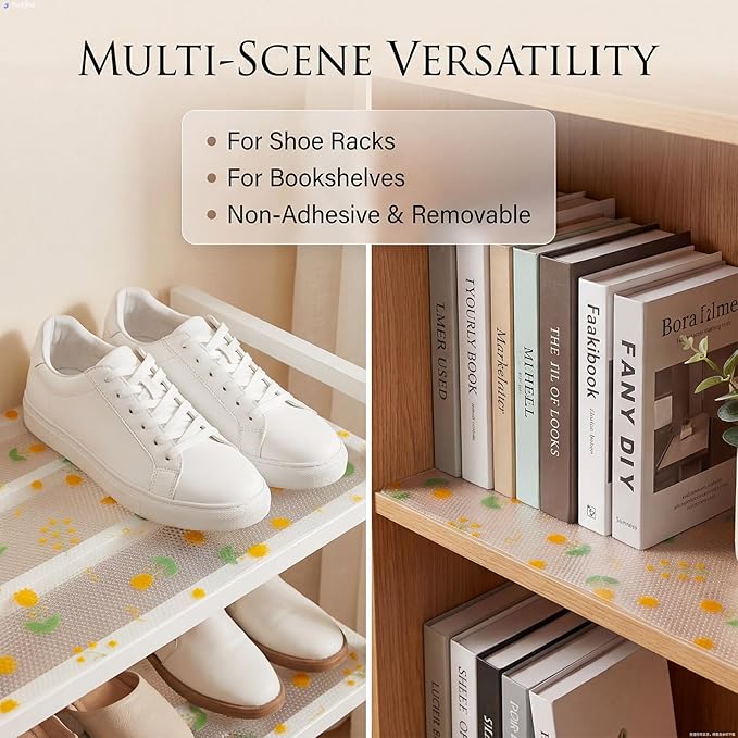 Beautysaid Shelf and Drawer Liner for Kitchen Cabinet, EVA Non-Adhesive Waterproof Shelf Paper, Non Slip Decorative Grip Shelves Liners for Dresser Pantry Bathroom Refrigerator (Floral,18 in x 20 FT) - Image 4