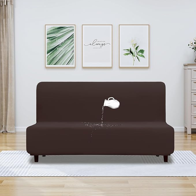 PureFit 100% Dual Waterproof Futon Cover - Stretch Non Slip Fleece Sofa Covers, Washable, Leakproof Furniture Protector for Kids, Pets, Dogs (Chocolate) - Image 2