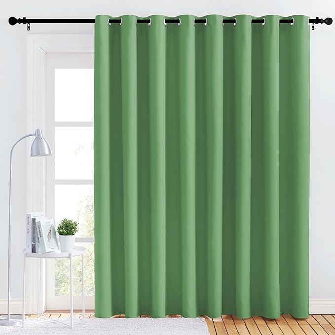 NICETOWN Lower Noise Room Divider Curtain Screen Partitions, Forest Green, 1 Panel, 84" Tall x 120" Wide, Blackout Sound Reducing Divider Room Drape for Doorway/Glass Window/Sliding Door/Patio by NICETOWN