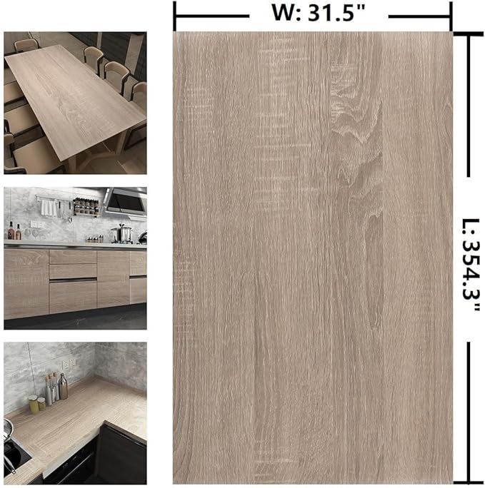 Large Size Natural Wooden Wall Paper Roll 31.5"x354" Light Gray Oak Textured Peel and Stick Wallpaper Removable Wood Grain Contact Paper Wood Look Wallpaper for Door Bathroom Wall Furniture - Image 7
