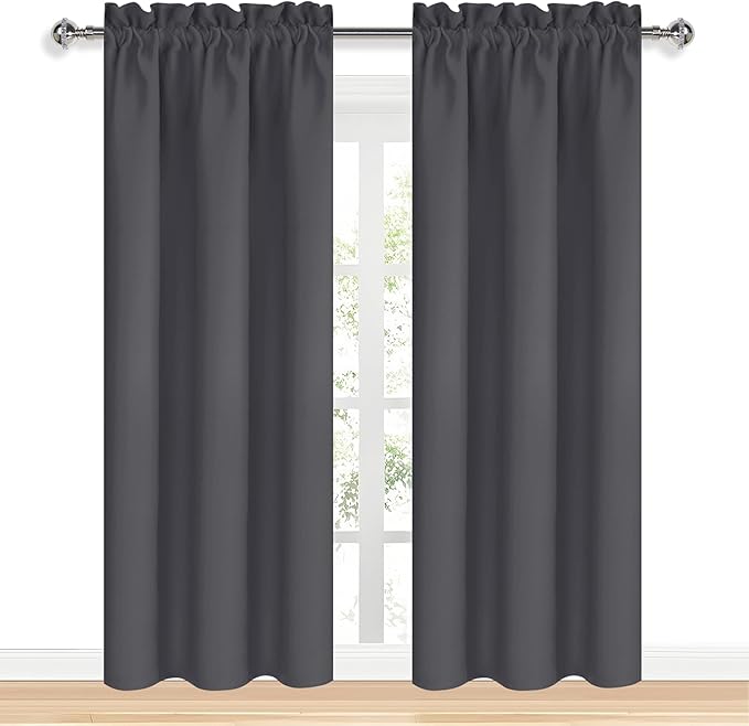 DWCN Blackout Curtains for Bedroom 84 inches Long 2 Panels Set, Solid Thermal Insulated Energy Saving Rod Pocket Window Treatment Curtains Blackout Drapes (W38 x L84 Inch, Dark Grey) - Image 9