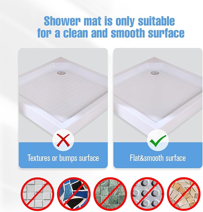 ​Shower Mat Non-Slip Bath Mat for Tub and Shower Stall,200+ Suction Cups with Drain Holes, Quick Dry Machine Washable, Extra Grip for Stand Up Showers, Bathroom Essentials 24x24 Inch (Light Grey) - Image 9