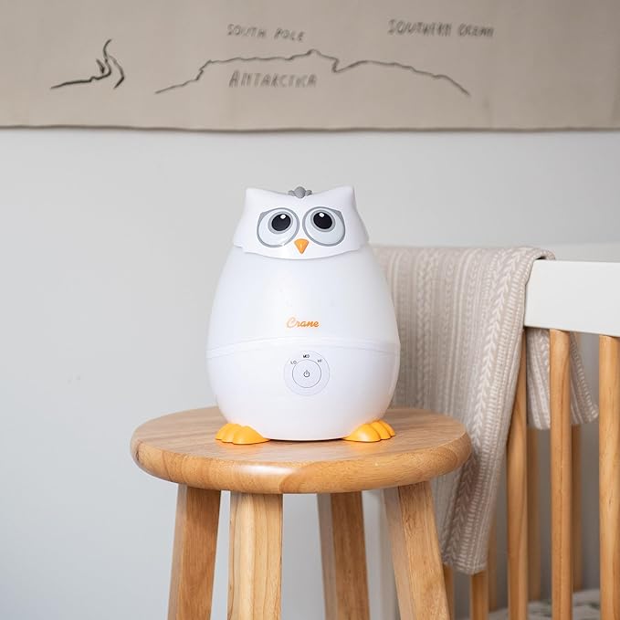 Crane Baby Mini Adorable Snow Owl Baby Humidifier, 0.5 Gal Cool Mist Humidifiers with Aroma Tray and Nightlight, Whisper Quiet Ultrasonic Humidifier for Baby and Toddler Room, Congestion Relief - Image 3