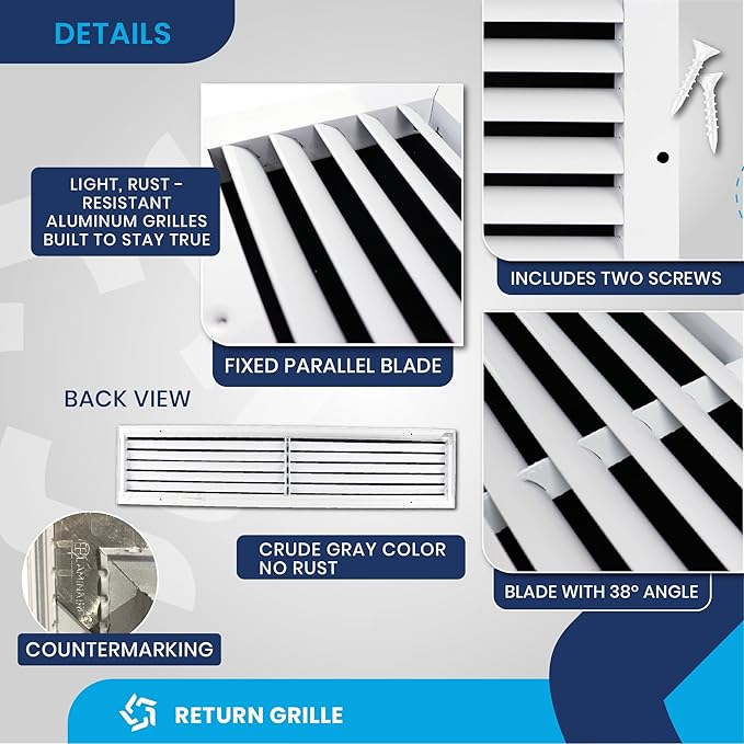 36x6 Inch (Duct Opening) Air Return Vent Cover Decorative – Premium Aluminum AC Vent Cover for Ceiling & Wall, Rustproof Grille, Ideal for Home HVAC Grille, Durable & Easy to Install by ACLAMINAIRE - Image 3
