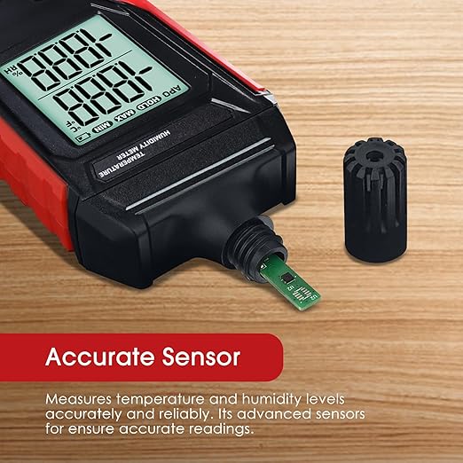 Humidity Temperature Meter, High Precision Digital Psychrometer HVAC with Ambient Temperature Handheld Hygrometer Moisture Meter w/Data Hold, Min/Max, 4 Digits Display Backlit for Outdoor Indoor Use - Image 3