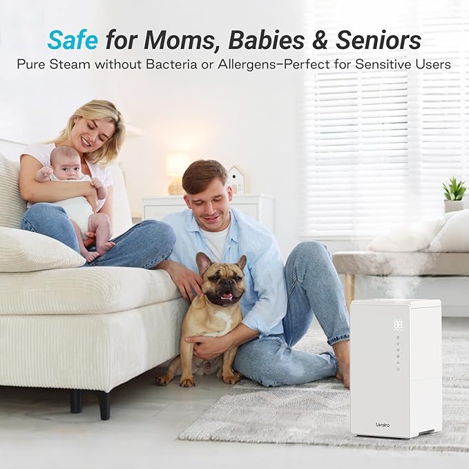6L Stainless Steel Warm Mist Humidifier with Easy Clean and Warm Steam Function, Healthy Air Mist Humidifiers for Bedroom Living Room, with Sleep Mode and Auto-off Setting - Image 8