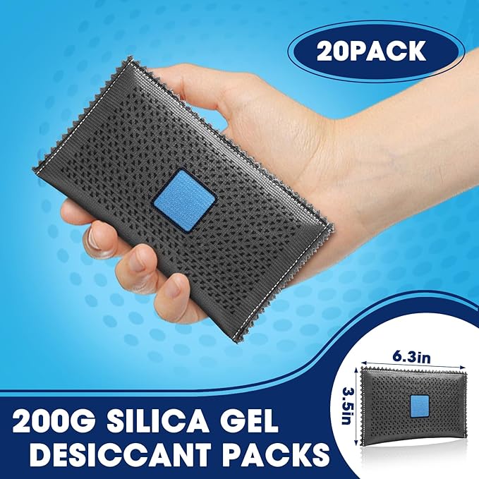 Timgle 20 Pcs 200g Rechargeable Desiccant Packs for Storage Silica Gel Packets Dry Moisture Absorbers Bags Reusable Desiccant Car Dehumidifiers Bag for Closet Home Car Moisture Absorbing - Image 2