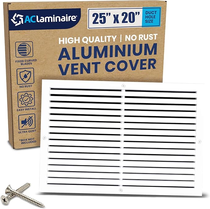25x20 Inch (Duct Opening) Air Return Vent Cover Decorative – Premium Aluminum AC Vent Cover for Ceiling & Wall, Rustproof Grille, Ideal for Home HVAC Grille, Durable & Easy to Install by ACLAMINAIRE by LAMINAIRE