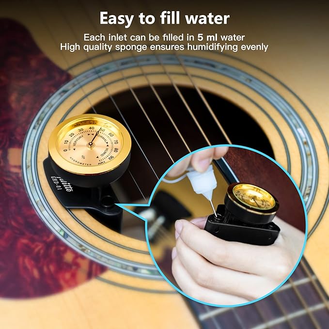 Guitar Humidifier - Guitto 2-in-1 Humidity Care System for Acoustic Guitar Humidifier Hygrometer GHD-01 - Image 4