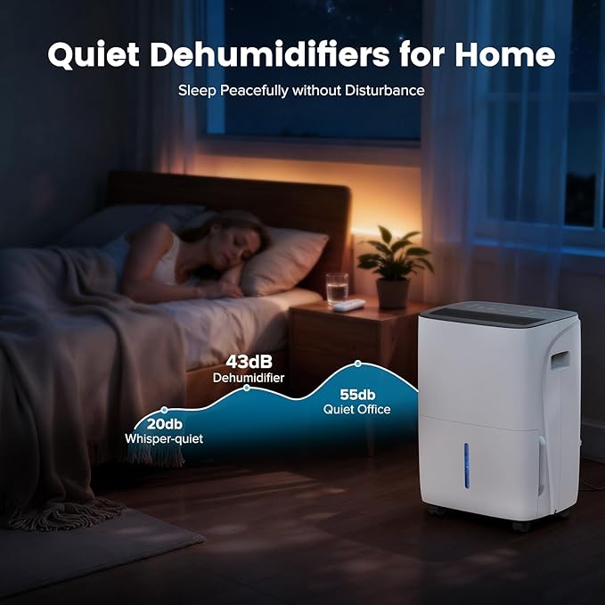 80 Pint Dehumidifier for Basement and Home, Covers up to 4,500 Sq. Ft Rooms, High-Efficiency Compressor Dehumidifier with Drain Hose and 1.05 Gallons Water Tank, Auto Shut-Off, 24HR Timer - Image 8