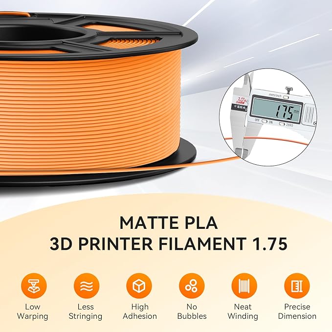 TECBEARS Matte PLA Filament, PLA Matte 3D Printer Filament 1.75mm,Dimensional Accuracy +/- 0.02mm, 1kg Spool,Oak Color - Image 5