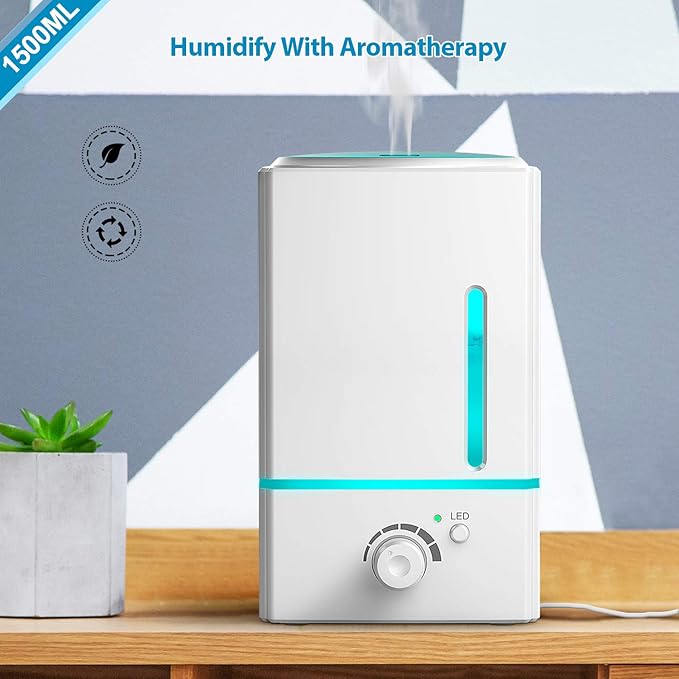 Exqline 1500ml Large Aroma Essential Oil Diffuser - Aromatherapy Humidifier for Large Room (White) - Image 7
