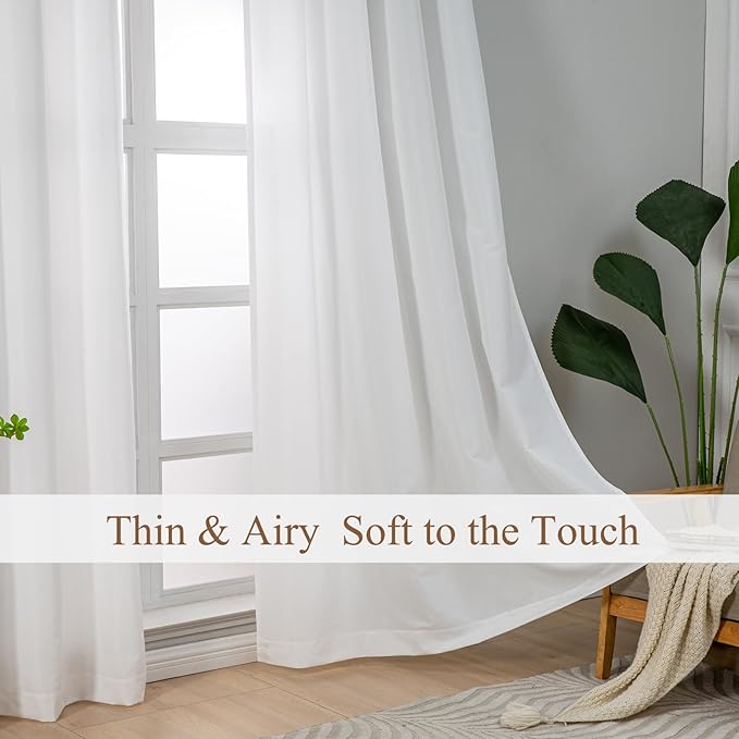 L.Z.E White Light Filtering Curtains for Living Room Bedroom Doorway Divider, Privacy Non-See-Through Curtains 108 Inches Long 2 Panels Set, Extra Long Rod Pocket Window Panels (55" W x 108" L) - Image 2