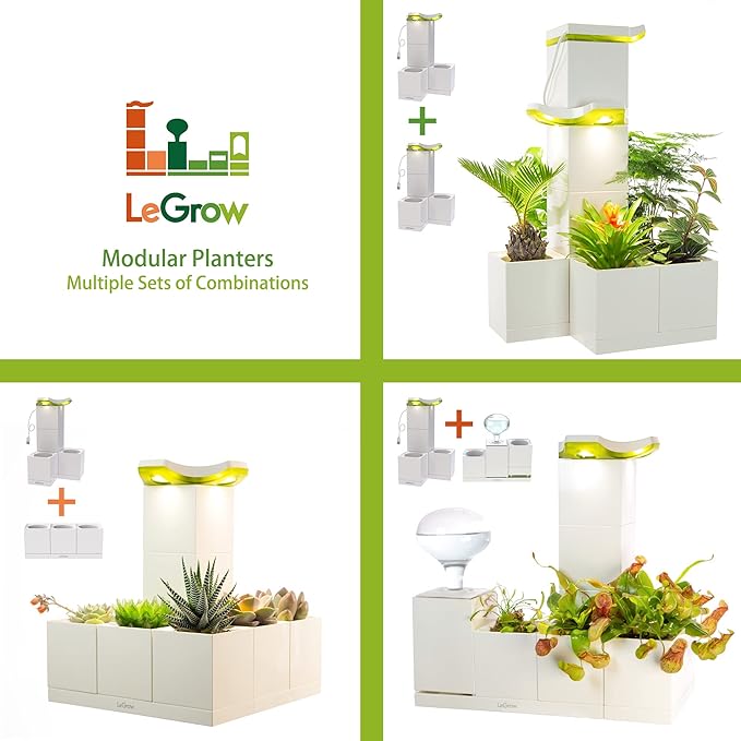 LeGrow Indoor Planter with LED Grow Light, Automatic 12 Hours Timer, 7 Days Watering-Free, 2 Self Watering Pots for Small Plants, Home Decor & Office Desktop, White - Image 8
