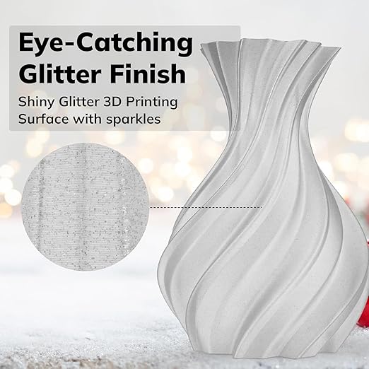 AMOLEN 2kg PLA Pack Glitter Gold & Glitter Silver 3D Printer Filament 1.75mm Shiny Gold Shiny Silver with Sparkles and Glitters Pla 2KG Pack Dimensional Accuracy - Image 7