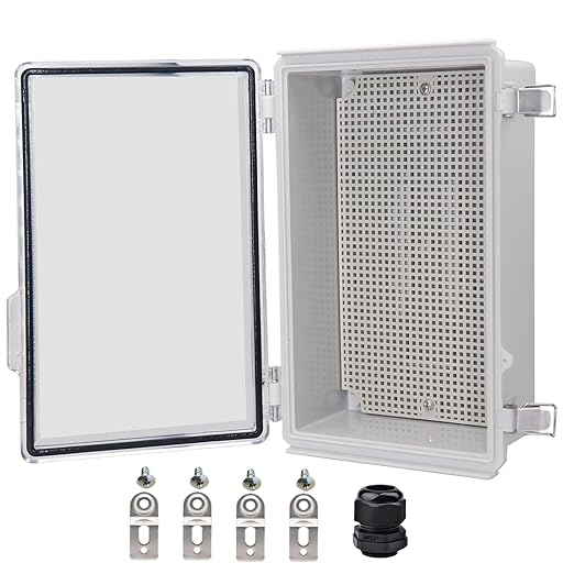 Waterproof Electrical Box, IP67 Junction Box Stainless Steel Latch Hinged Clear Cover Project Enclosure with Wall Bracket 10.2" x 6.3" x 3.9" by YETLEBOX