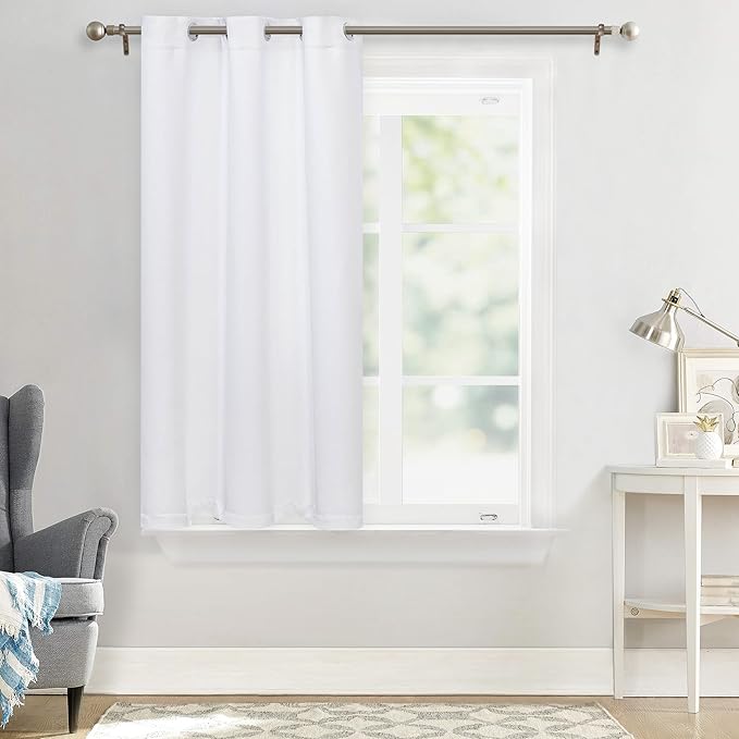 MYSKY HOME White Curtains for Bedroom, Grommet Room Darkening Curtain for Living Room, Vertical Blinds Privacy Thermal Insulated Curtain for Kitchen, 1 Curtain Panel, 42 x 45 Inch, Pure White - Image 7