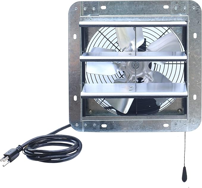iLiving ILG8SF10V-T, 10 inch Shutter Exhaust Attic Garage Grow, Ventilation Fan with 3 Speed Thermostat 6 Foot Long 3 Plugs Cord, 10" - Variable, 600 CFM, 900 SQF Coverage Area, Silver by iLiving
