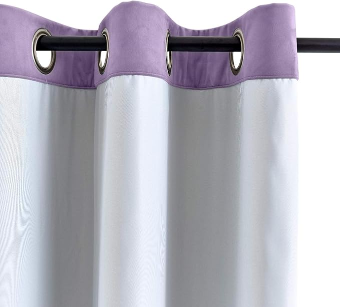 ChadMade Blackout Lined Premium Velvet Curtain Voilet 84Wx96L Inch (1 Panel), Eyelet Grommet for Livingroom Bedroom Theater Studio, Leon Collection - Image 3